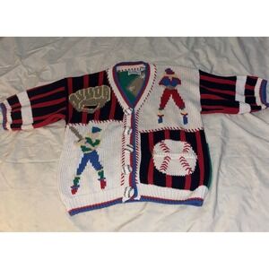 Vintage Belle Pointe Short Sleeve Cardigan Baseball Size Medium Ramie & Cotton